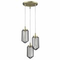 Homeroots 15 x 16.75 x 16.75 in. Reece 3-Light Aged Brass Chandelier 398257